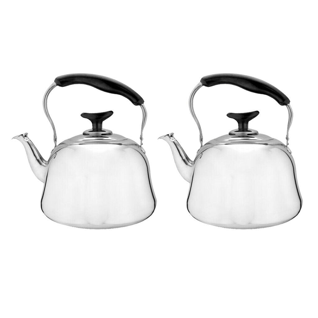 2x Stainless Steel Tea Whistling Kettle Teakettle w/ Whistle Sound Gas 3L