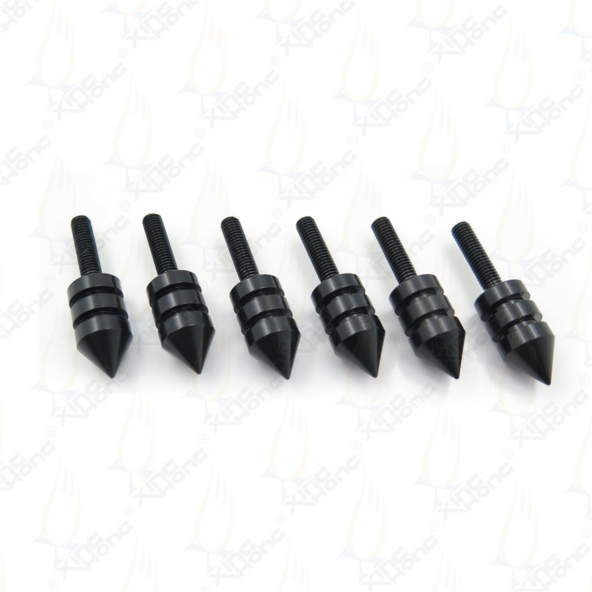 Motorcycle Spiked Black Windscreen Bolt Screw Kit - 6 Pieces Sport Bike Cruiser