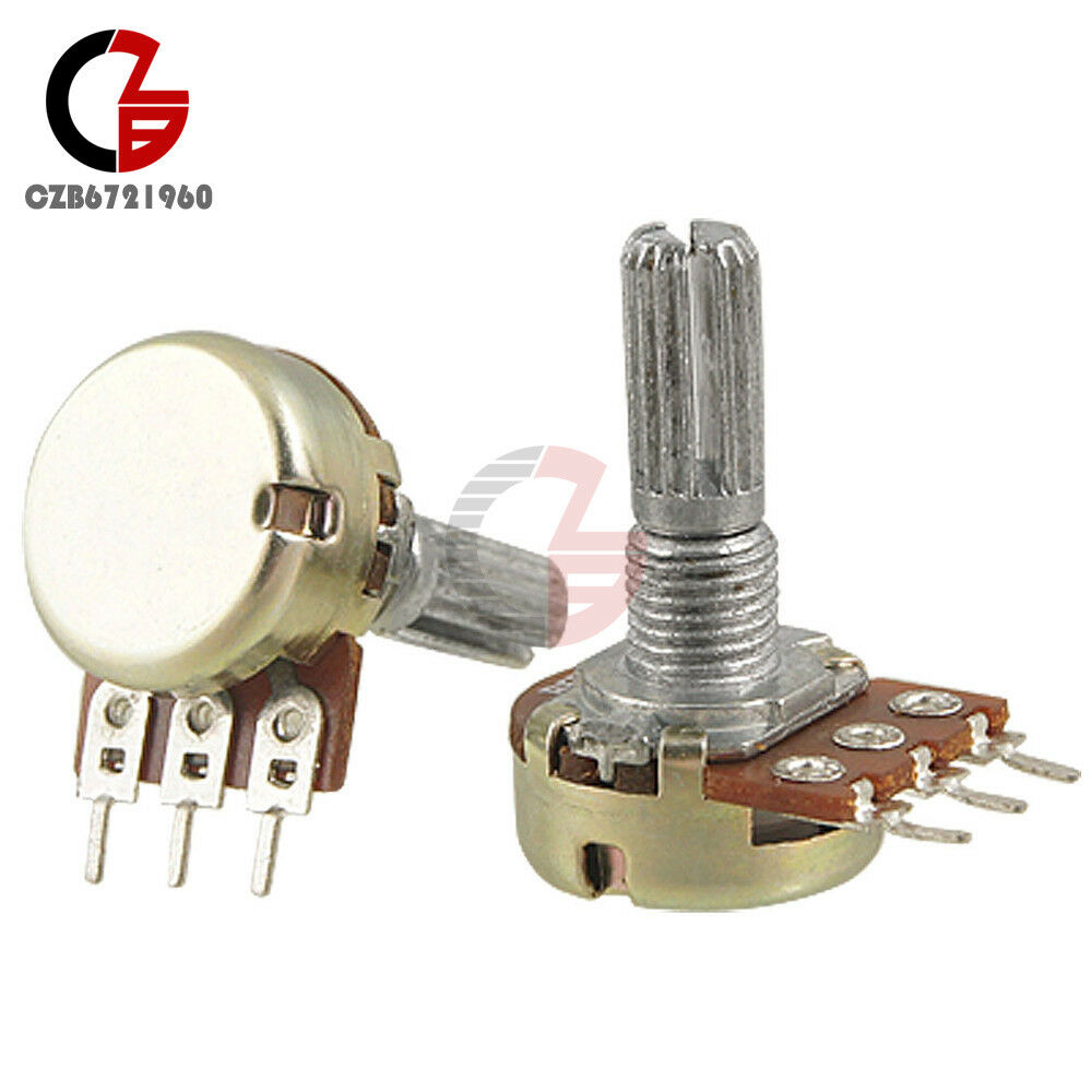 5PCS NEW 5K Ohm B5K Knurled Shaft Linear Rotary Taper Potentiometer