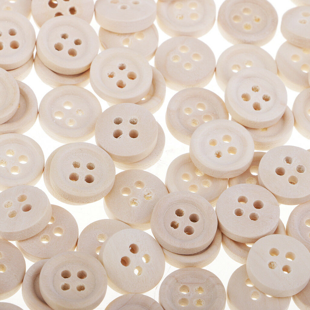 40pcs Wooden 4 Holes Round Wood Sewing Buttons DIY Craft Scrapbooking 12mm
