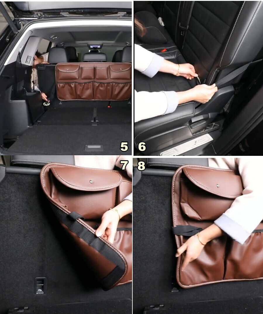 1x Car Seat Back PU Leather Organizer Bag Multi-use Interior Tidying Storage Bag