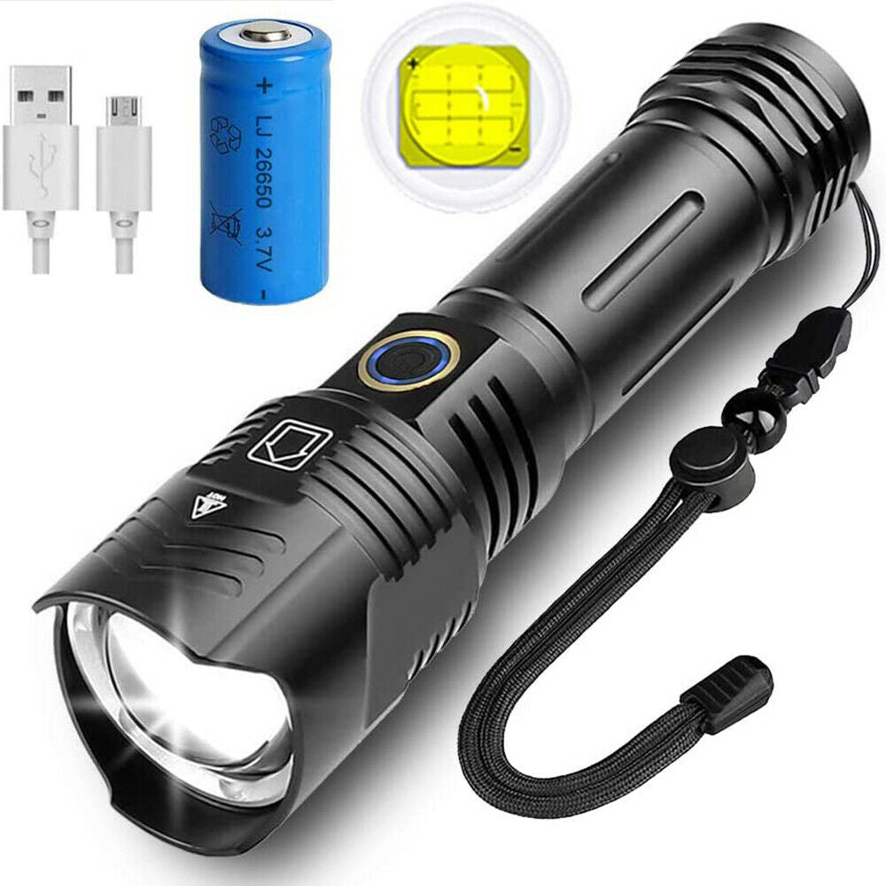 Ultra-clear Flashlight LED Outdoor Waterproof USB Portable Zoom Camping Light