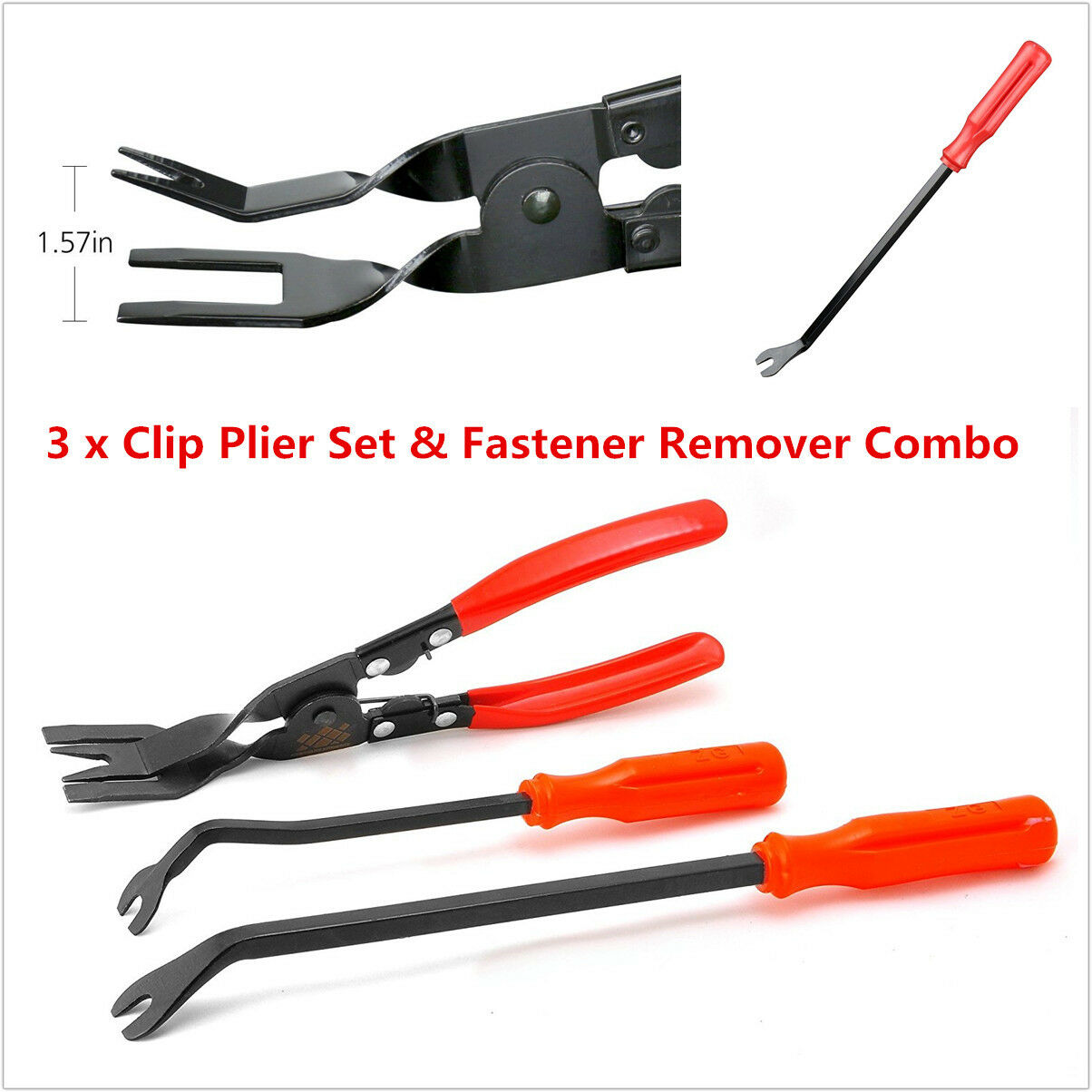 3Pcs Clip Plier Set & Fastener Remover -The Most Essential Combo Repair Tool Kit