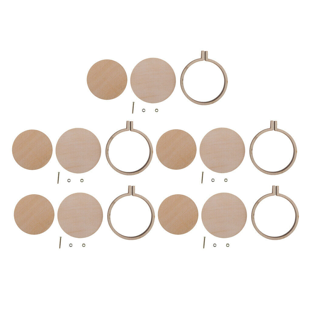 5x Wood Embroidery Hoop Cross Stitch Frames Ring for Brooch DIY Accessories