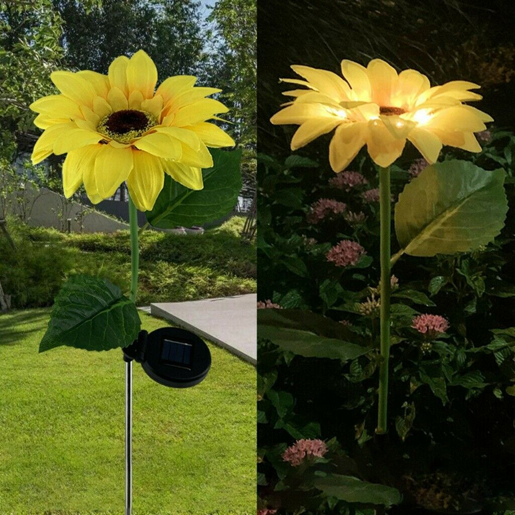 2Pack Outdoor Solar Sunflower Garden Stake Lights LED Landscape Decorative Light