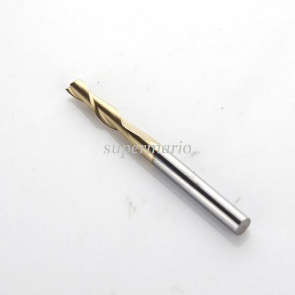 5x 1/8'' Titanium Nitride Coated Carbide CNC Double Two Flute Spiral Bits 12mm