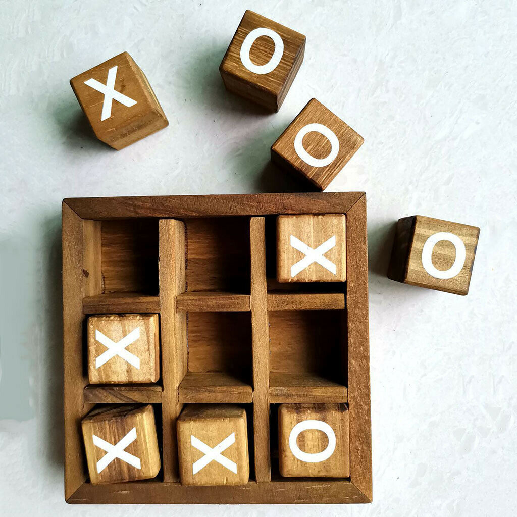 Wooden Tic Tac Toe/ Noughts and Crosses Game Family Board Games Gift for Kids