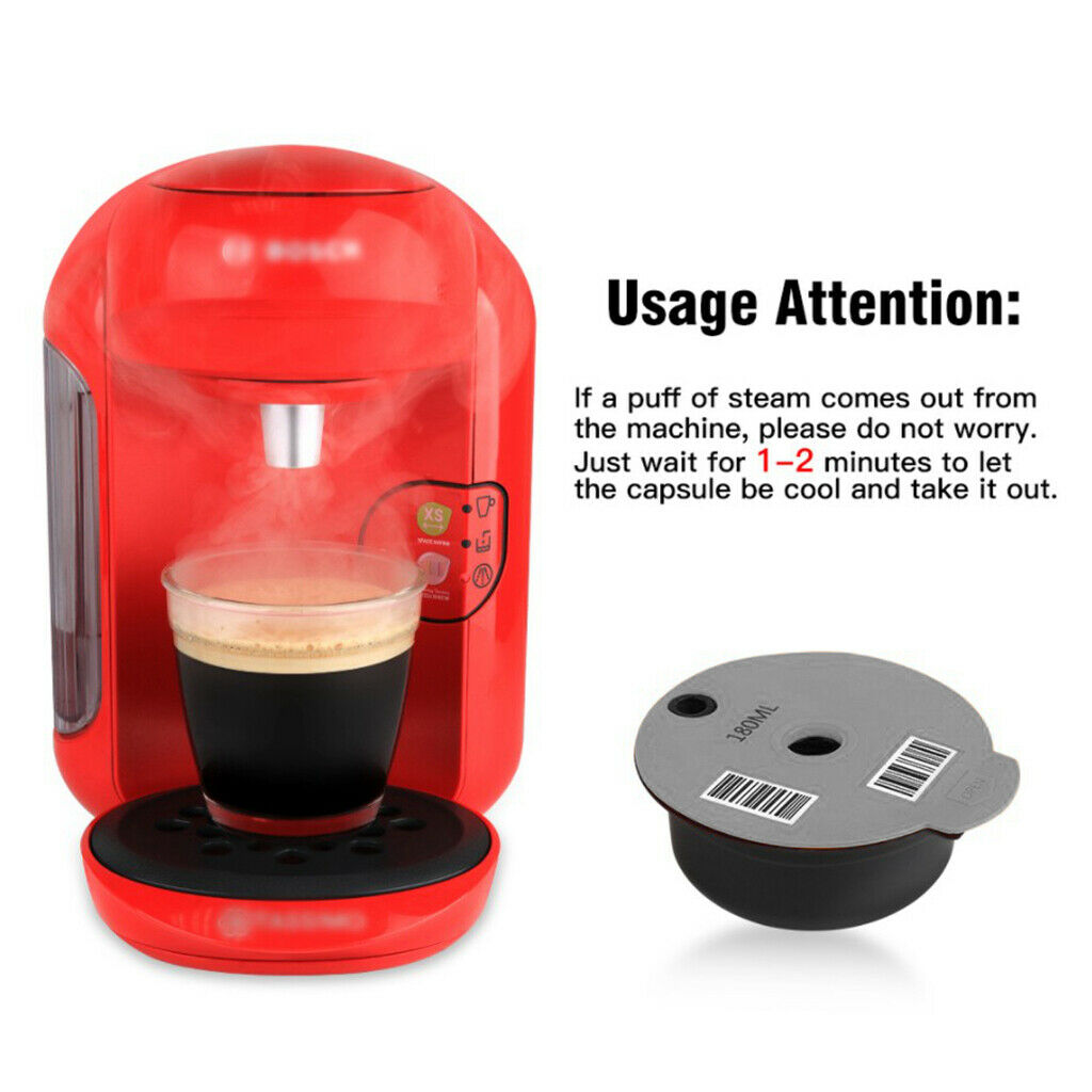 Reusable Coffee Capsule Pod Cup Slicone Lid Fits for Bosch  Machine 180ml