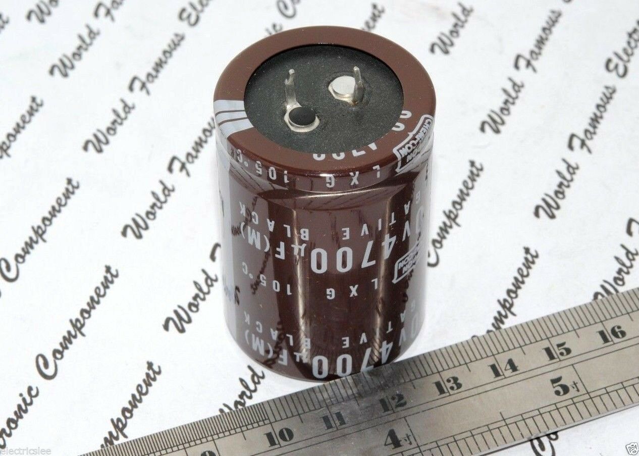 1pcs - NIPPON 4700uF (4700µF) 80V LXG Snap-In Capacitor - NEGATIVE BLACK