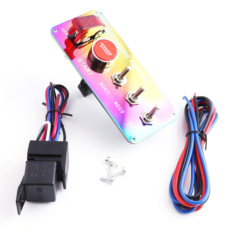 12V Racing Car Boat LED Toggle Ignition Switch Panel Engine Start Push Button