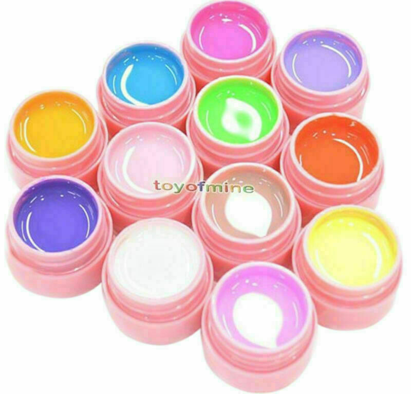 12Colors LED UV Gel Builder Cover Pure Colours Soak Off Natural UV Nail Art Tips