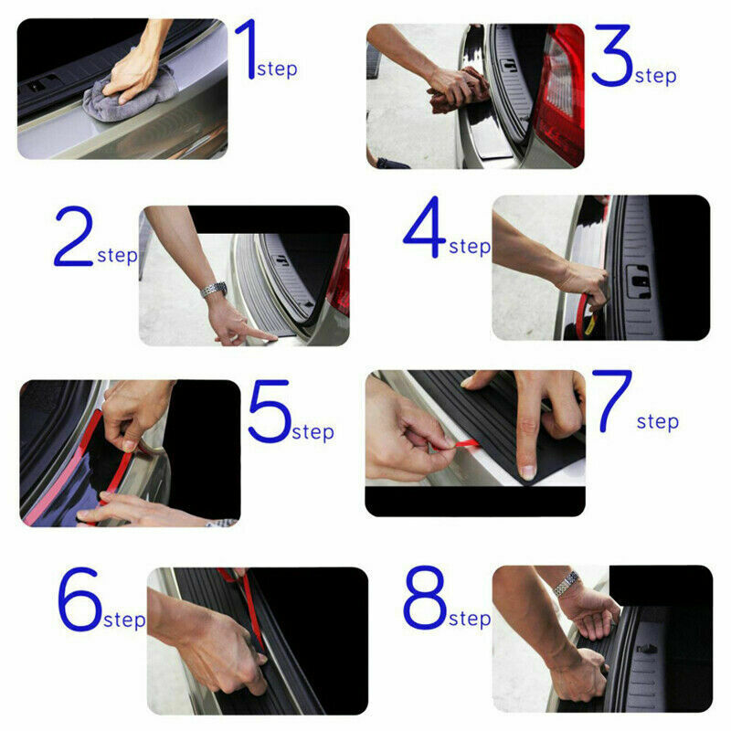 Car SUV Rear Bumper Sill / Protector Plate Rubber Cover Guard Pad Moulding Red