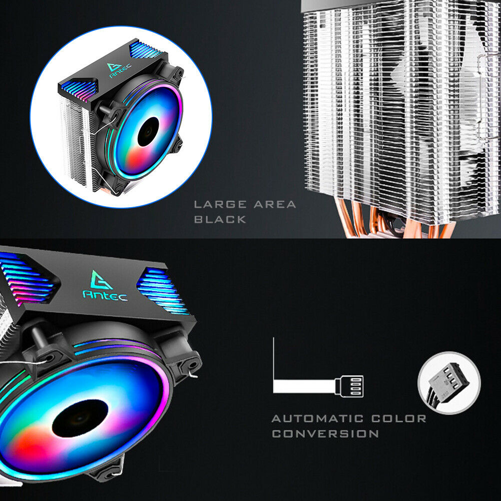 Antec A400 CPU Cooler 4 Heatpipes 120mm Fan Single-Tower RGB CPU Air Cooler @