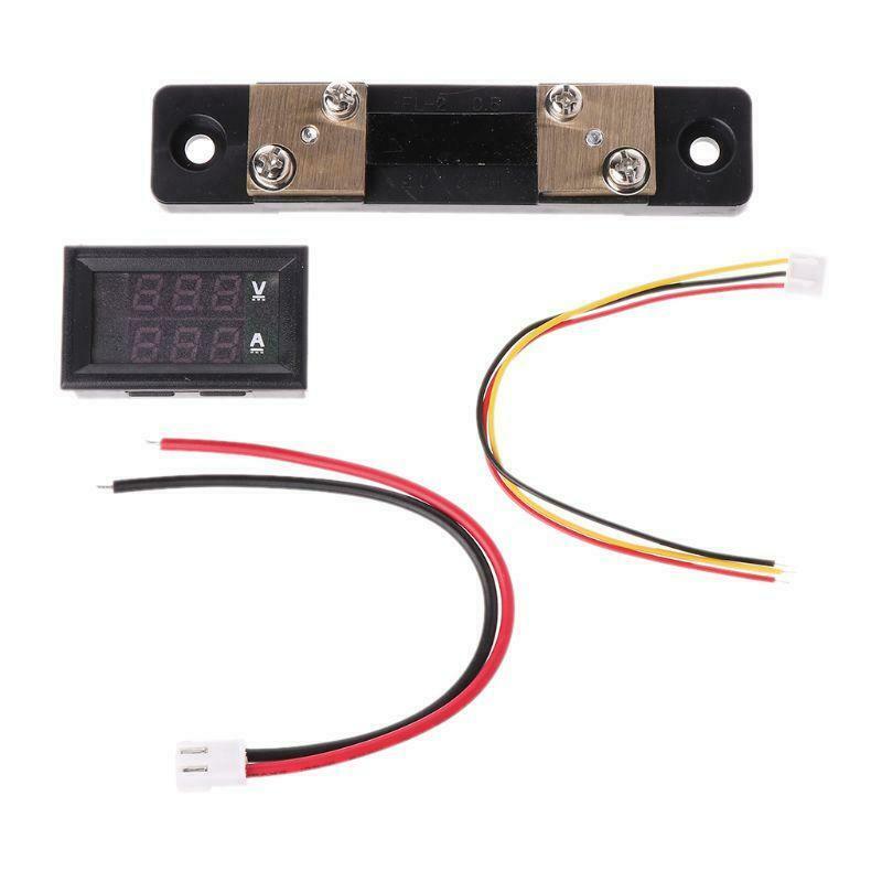 0-100V/50A Red Blue Digital Voltmeter Ammeter 2in1 DC Volt Amp Meter W/ Shunt