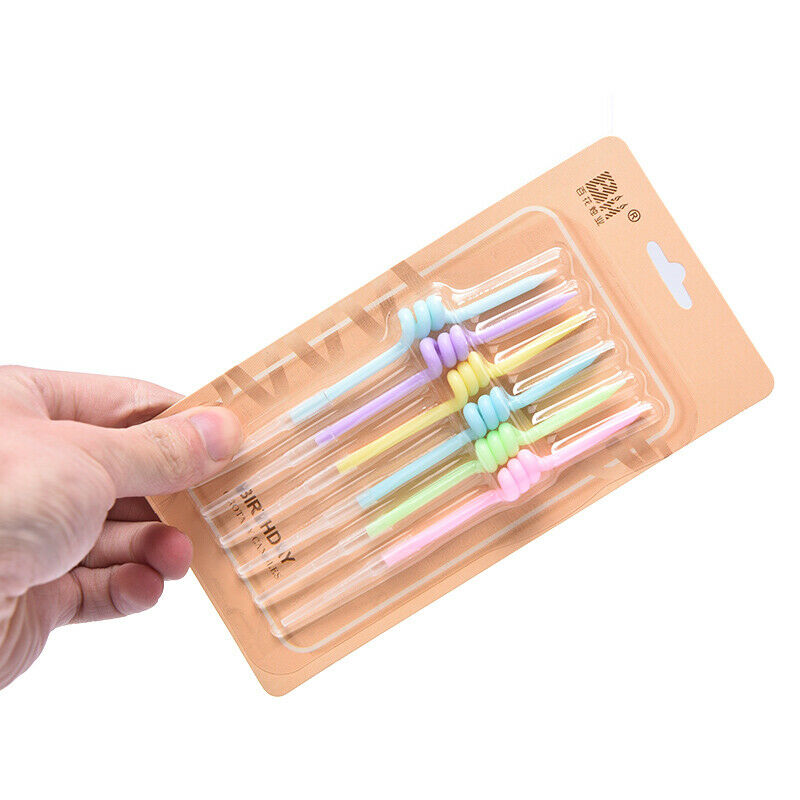 Birthday Candle Curve Spiral Thread Candle Rainbow Color Cake Decorati.l8