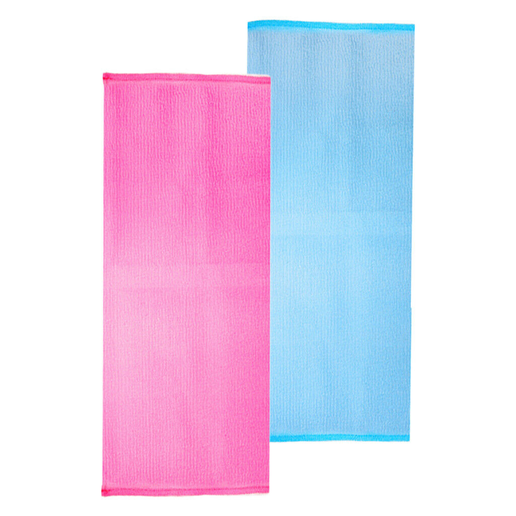 Lots 2 Soft Long Exfoliating Back Strap Bath Cloth Adults/Kids Red+Blue