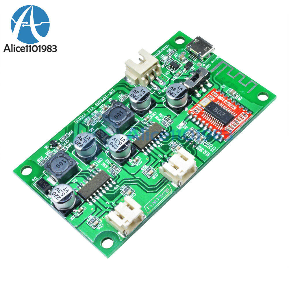2X6W 2-Channel Stereo Bluetooth Amplifier Board Lithium Battery Powered AMP DC5V