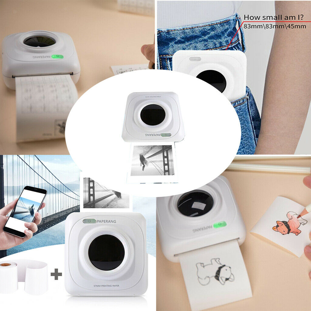 Pocket Thermal Printer Mini Photo Printer W/ 11 Rolls Paper 57*30mm