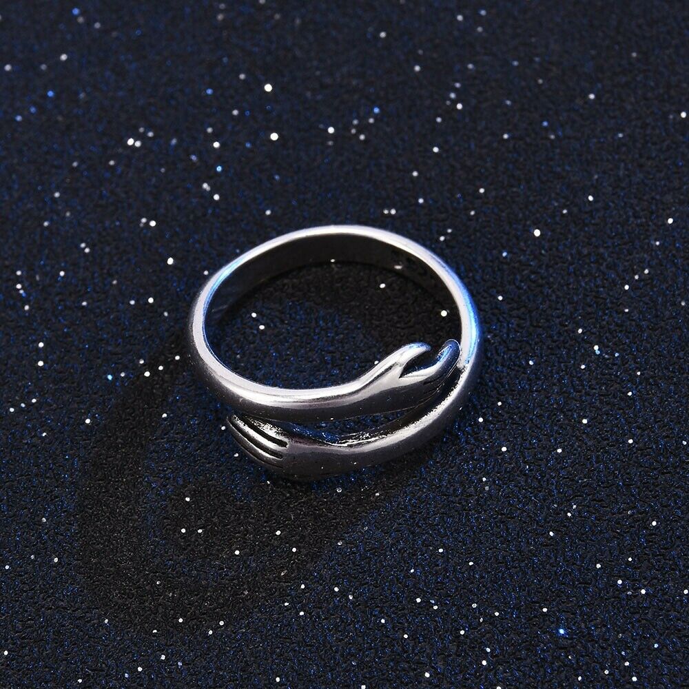Hug Shape Engagement Ring Jewelry Xmas Gift Adjustable For Lover Couple Friends