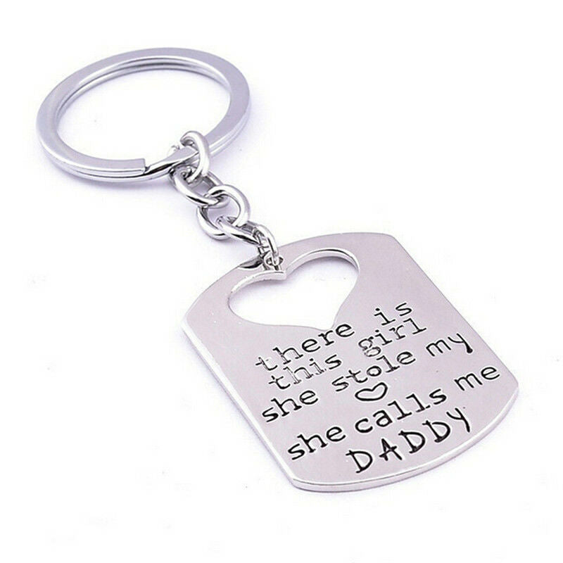 Letter Heart Keychain Necklace Pendant Daddy Daughter Father Girls JewelrySG Pb