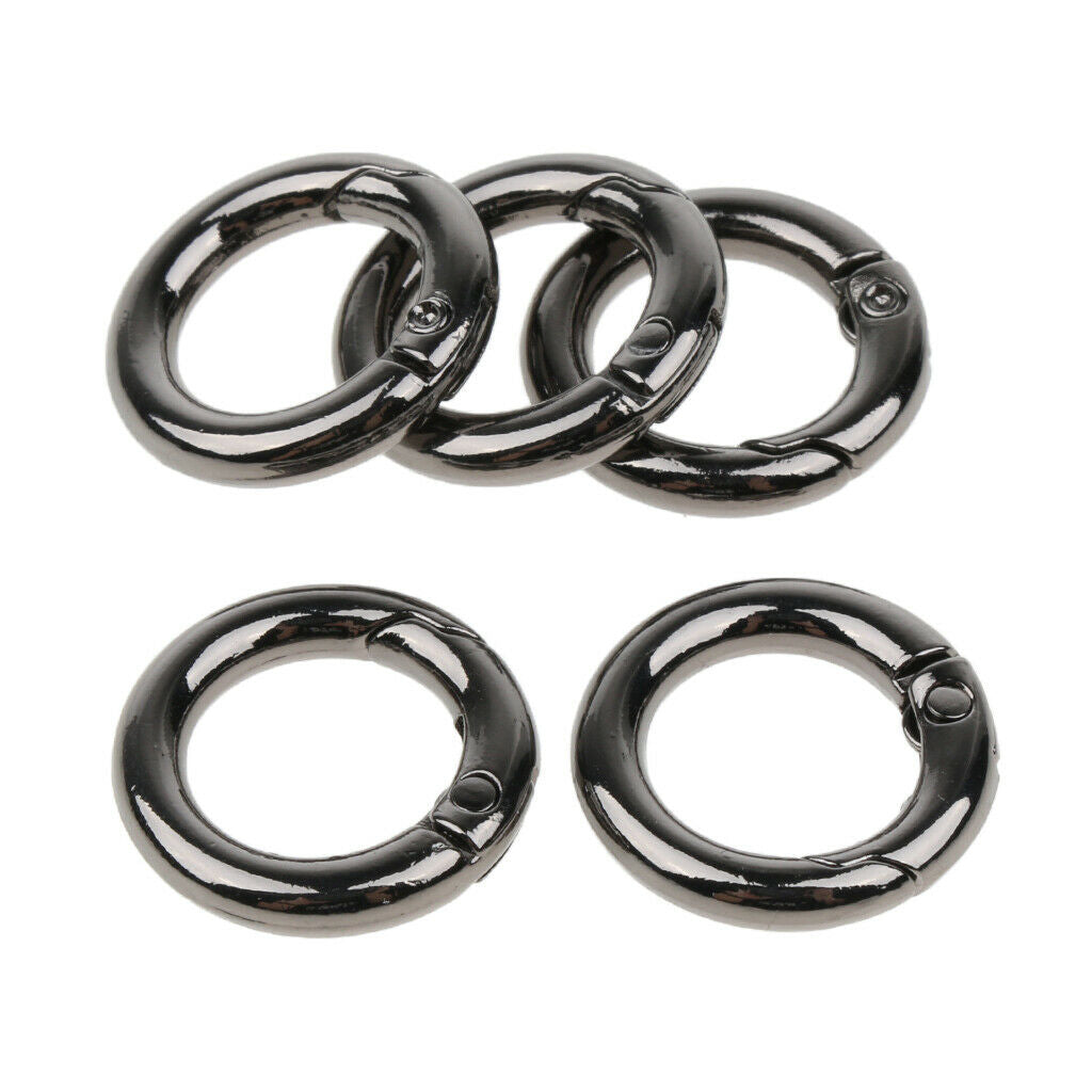 2X 5pcs Round Carabiners Camping Spring Snap Clip Keychain Holder Black 10mm