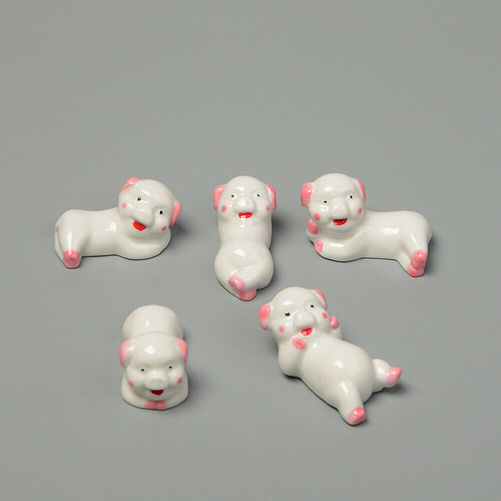 5x Ceramic Cute Small Pig Chopstick Holder Rest Stand Dining Table Decor Cutlery