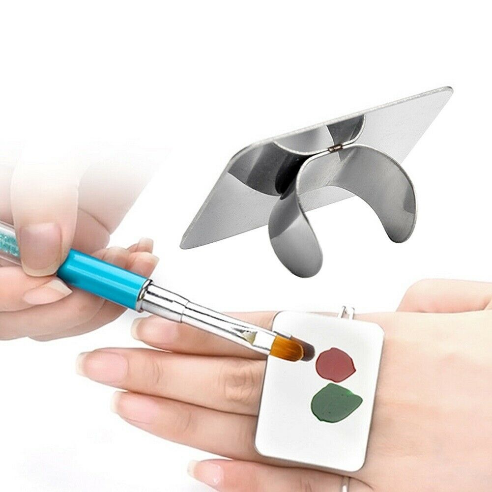 Nail Art Makeup Palette Stainless Steel Ring Mini Ring Small Square Palette