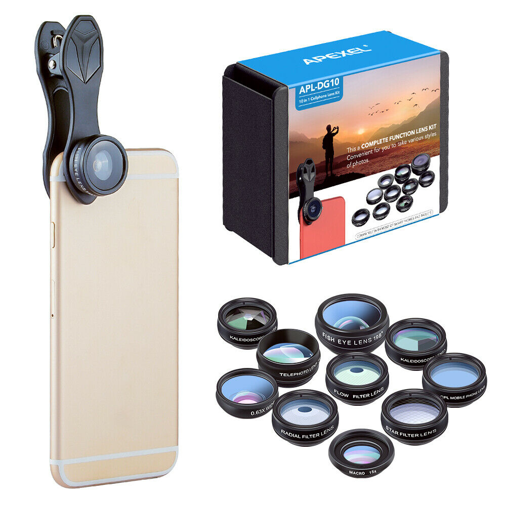 10in1 Smartphone Phone Camera Lens Kit Wide Angle Lens & Macro Lens + Fisheye US