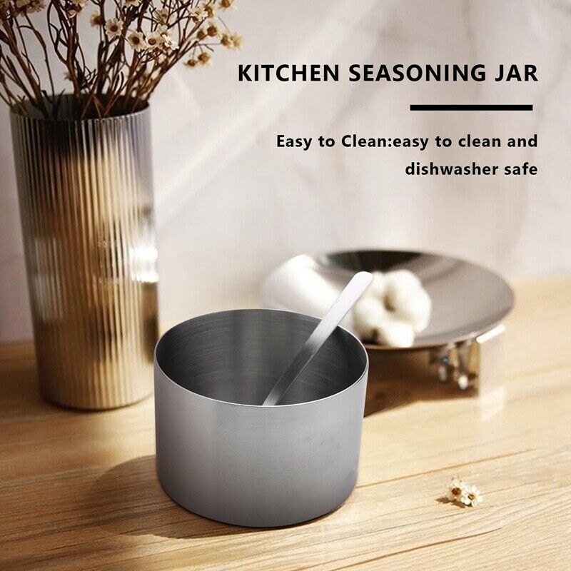 Stainless Steel Sugar Bowl And Sugar Spoon, Multi-Function Sugar Container SpiE9