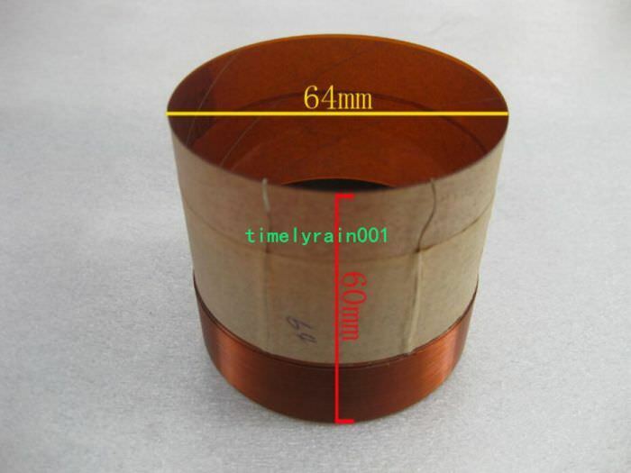 1pcs 64mm 8ohms woofer voice coil KSV round wire Bass Speaker coil 64 core