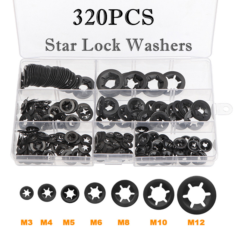 M3-M12 Star Nut Lock Lock Washer Clamp Fastener Set 320Pcs Bearing Clamp