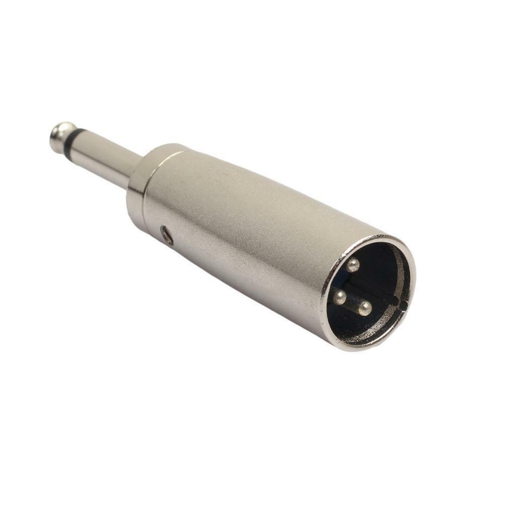 3 Pin XLR Male to 6.35mm 1/4 Inch Male Mono Plug-In Audio MIC Adapter Socket