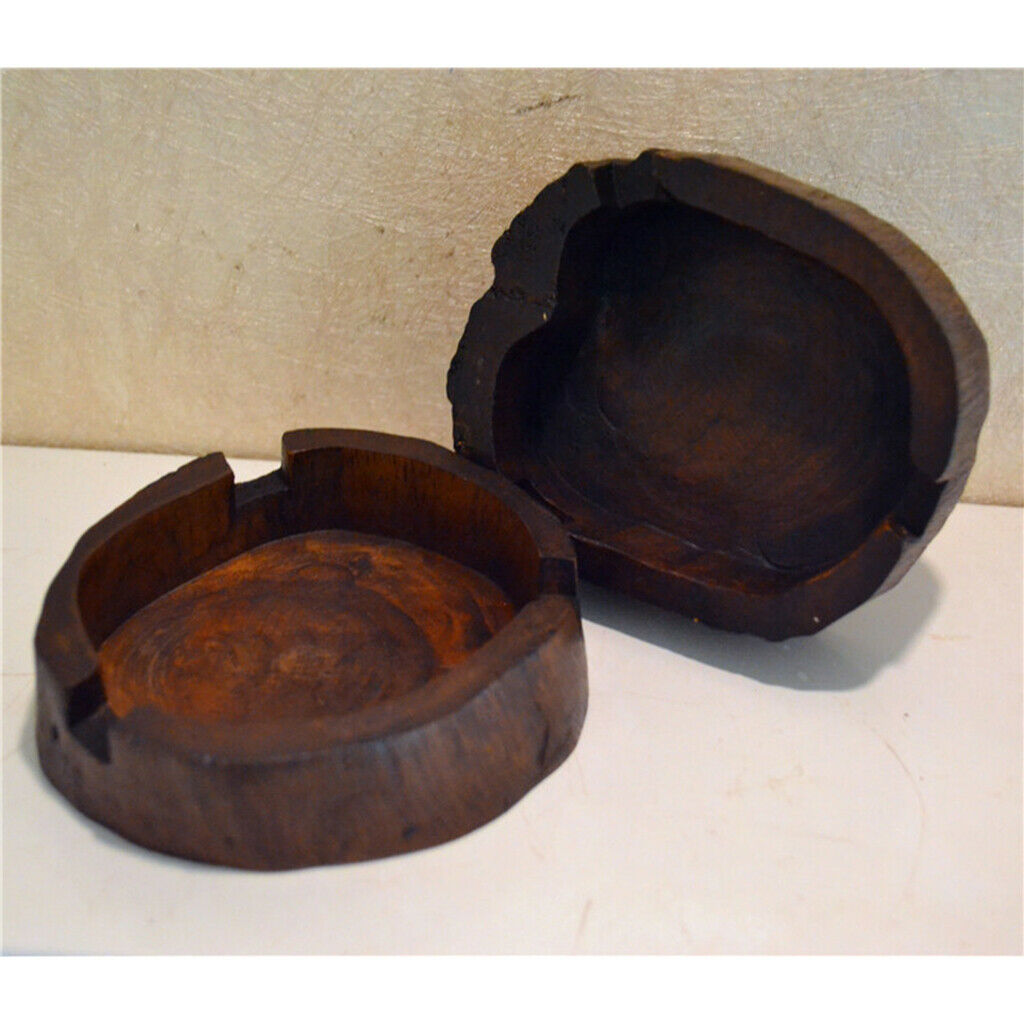 Almost Round Ashtray Wooden Ashtray Cendrier Table Decor 10x3cm