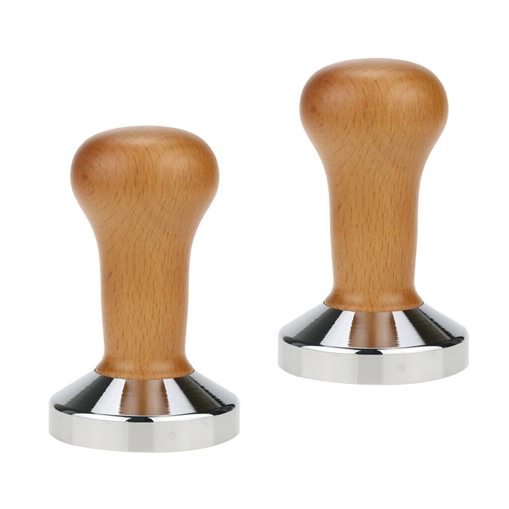 2pcs Coffee Bean Tamper Barista Pressing Tool w/ Wodoen Handle Easy to Clean