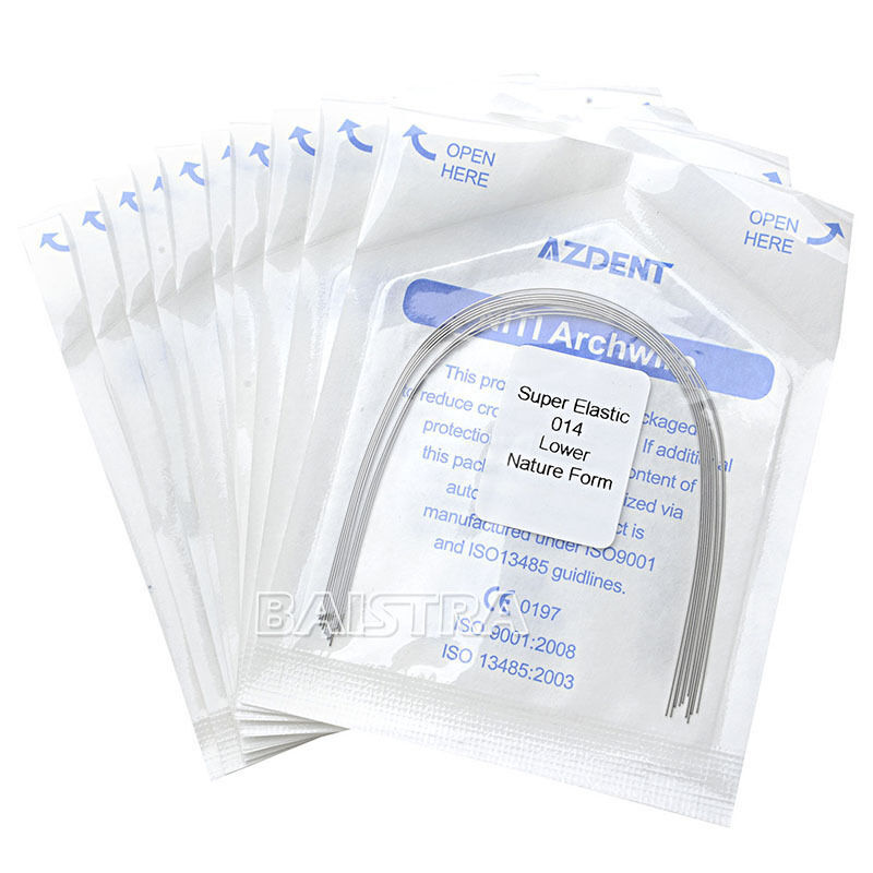 100X AZDental Orthodontic Super Elastic Arch Wire Round 014 Lower Natural Form