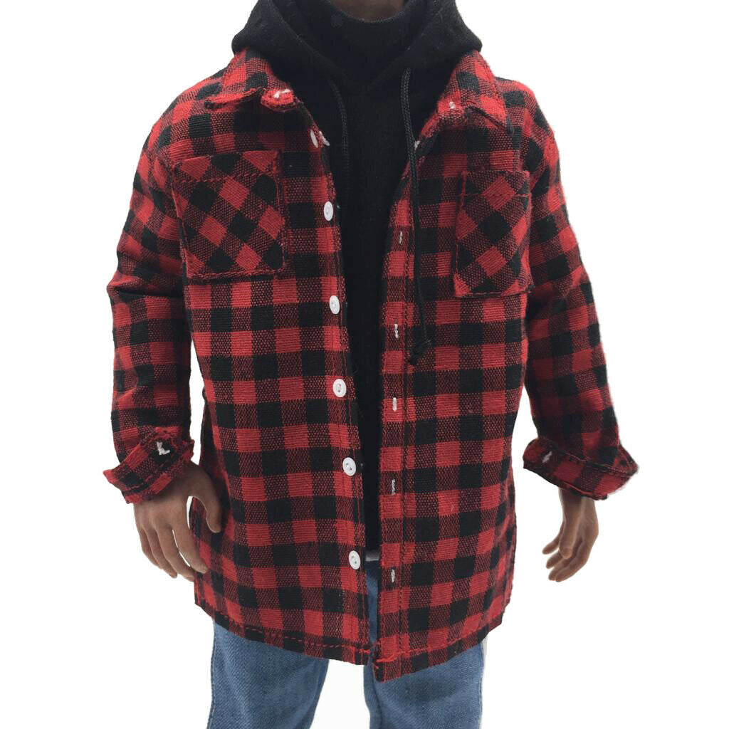 1/6 Male Red Plaid Casual Shirt Clothes for 12inch TBLeague BBI Dress up