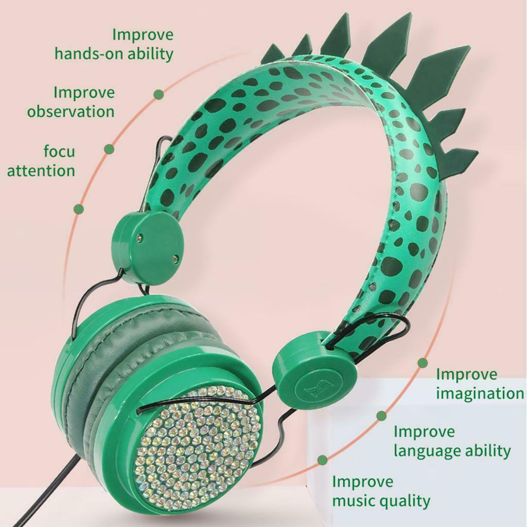 Cute Dinosaur Kids Headphone Volume Limiting Adjustable Headband for Boys