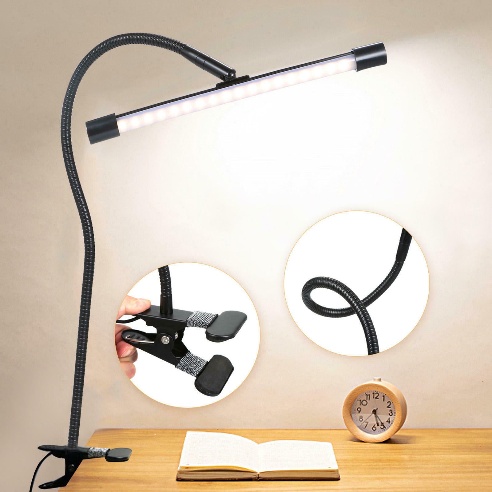 LED Desk Lamp, Metal Swing Arm Desk Lamp with Clamp, Eye-Caring Architect Desk