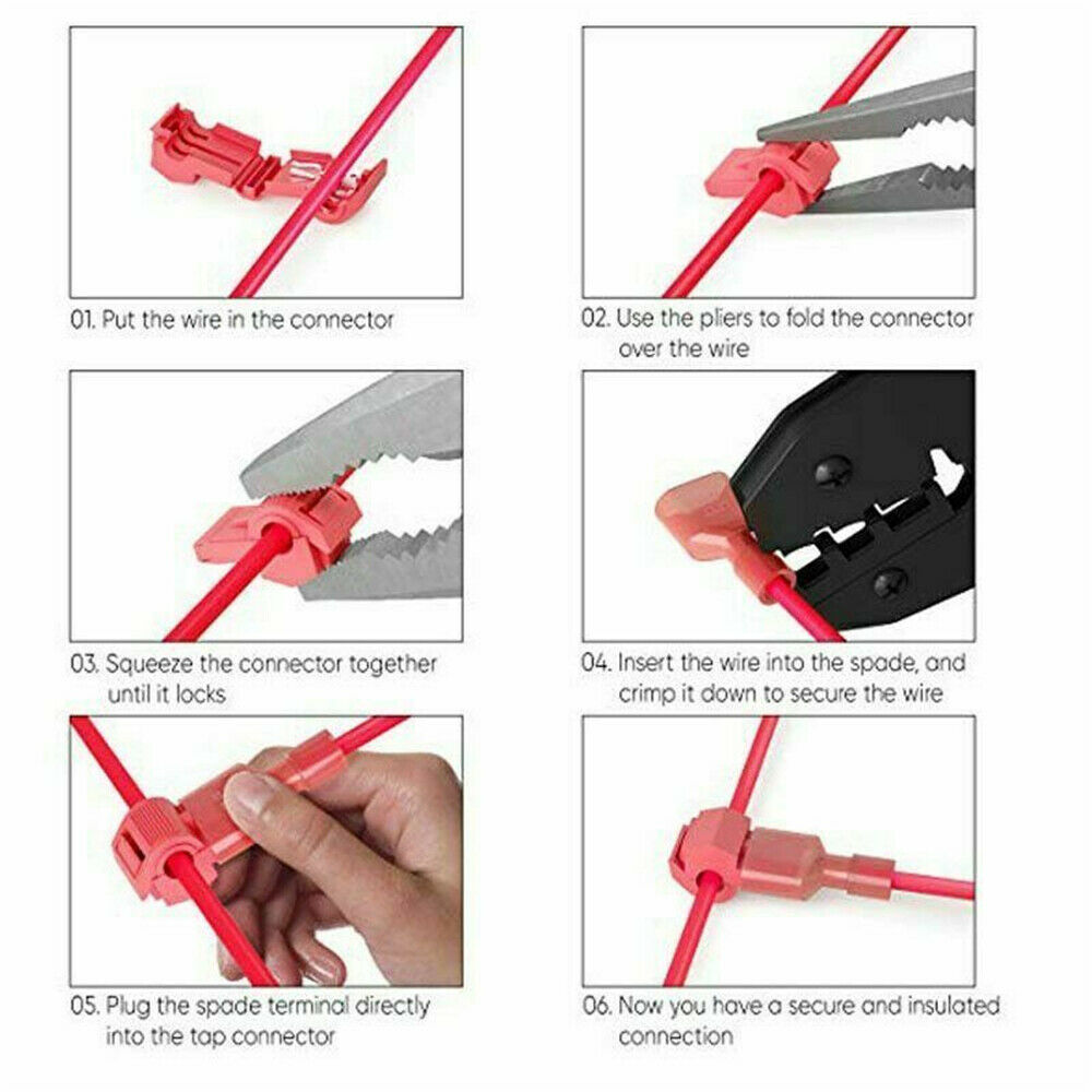 90PCS Insulated 22-10 AWG T-Taps Quick Splice Wire Terminal Connectors Combo Kit
