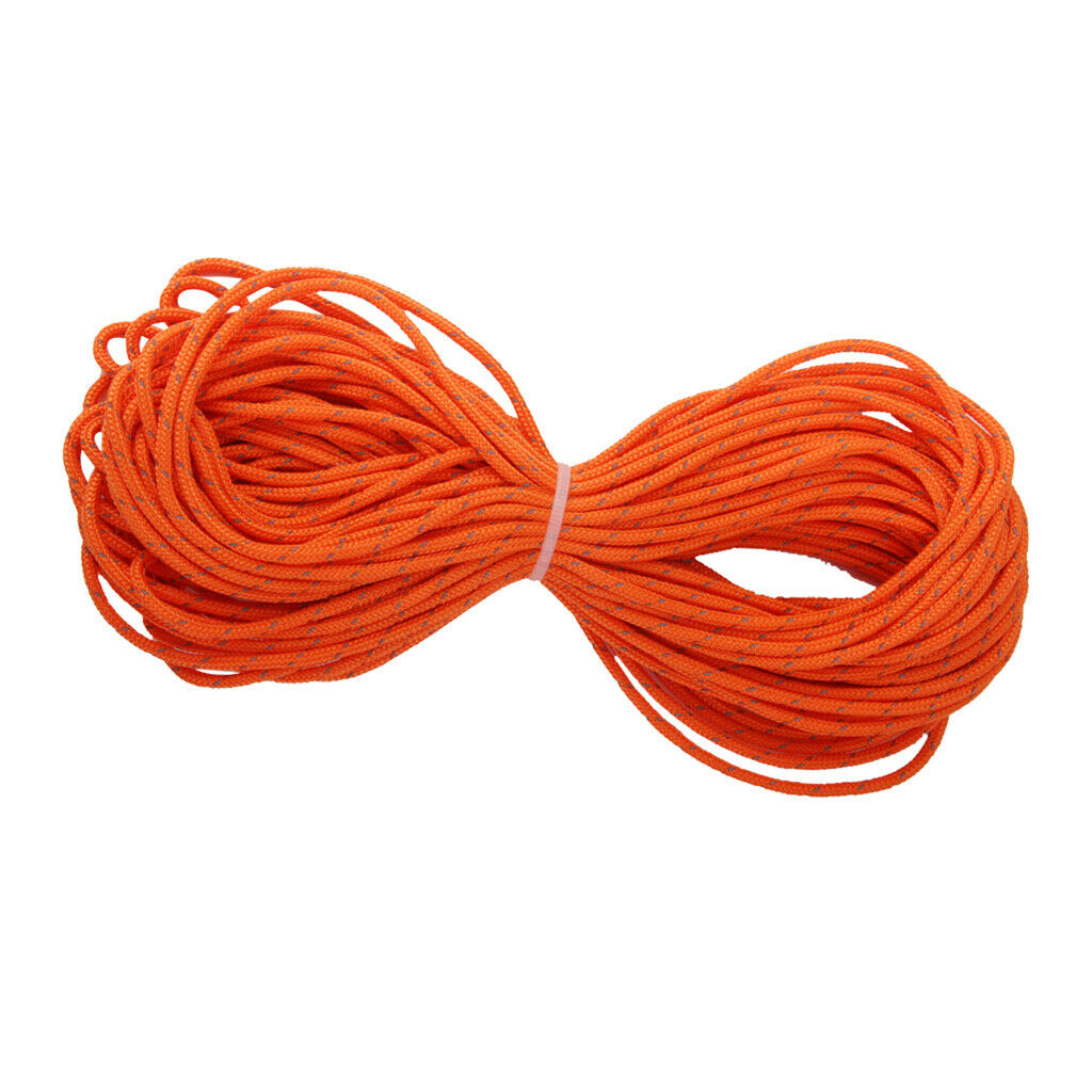 3mm x 20m Orange Reflective Guyline Tent Rope Guy Line Camping Cord Paracord