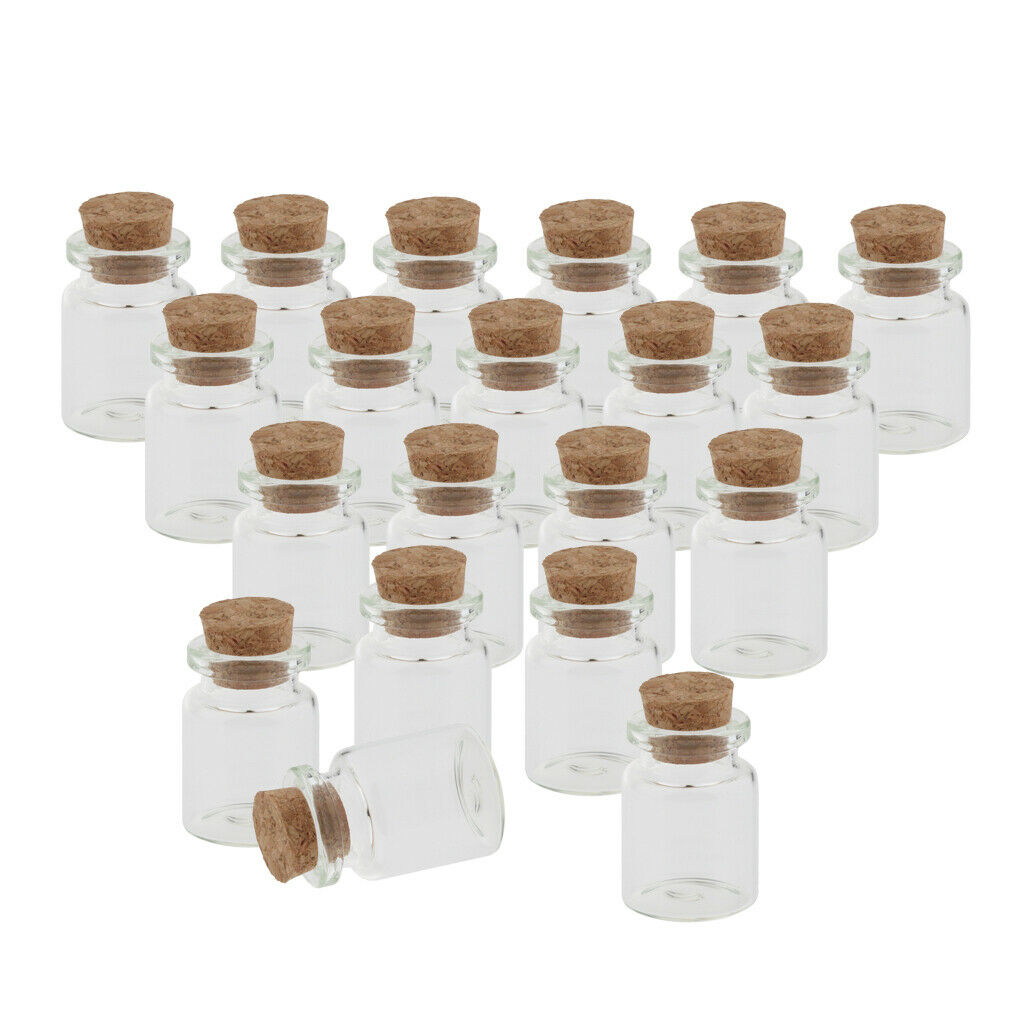 Pack of 60 5+10+15ML Message Lucky Wishing  Cork Glass Vials DIY Necklace