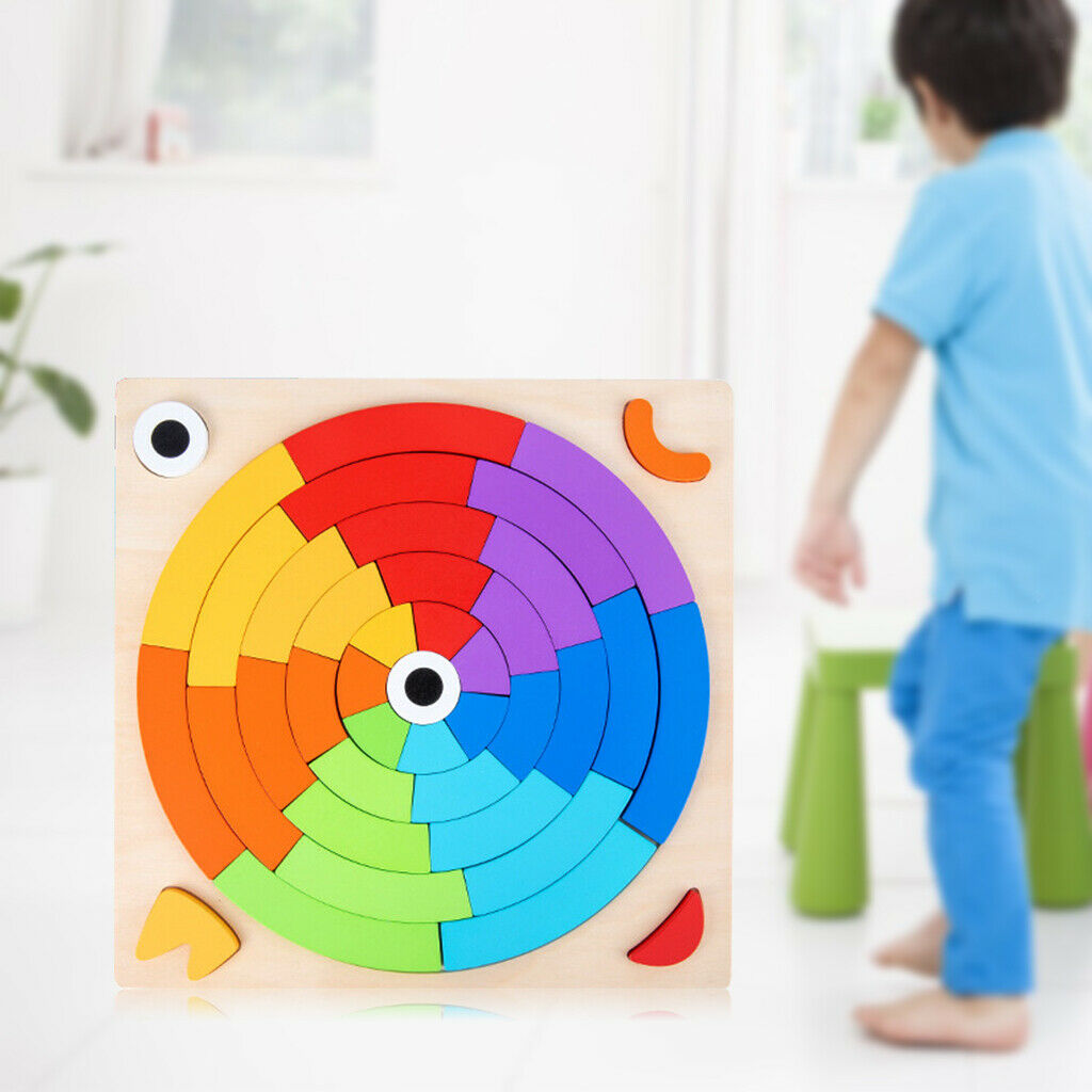 Building Blocks Wooden Rainbow Jigsaw Stacking Development Game for Toddlers