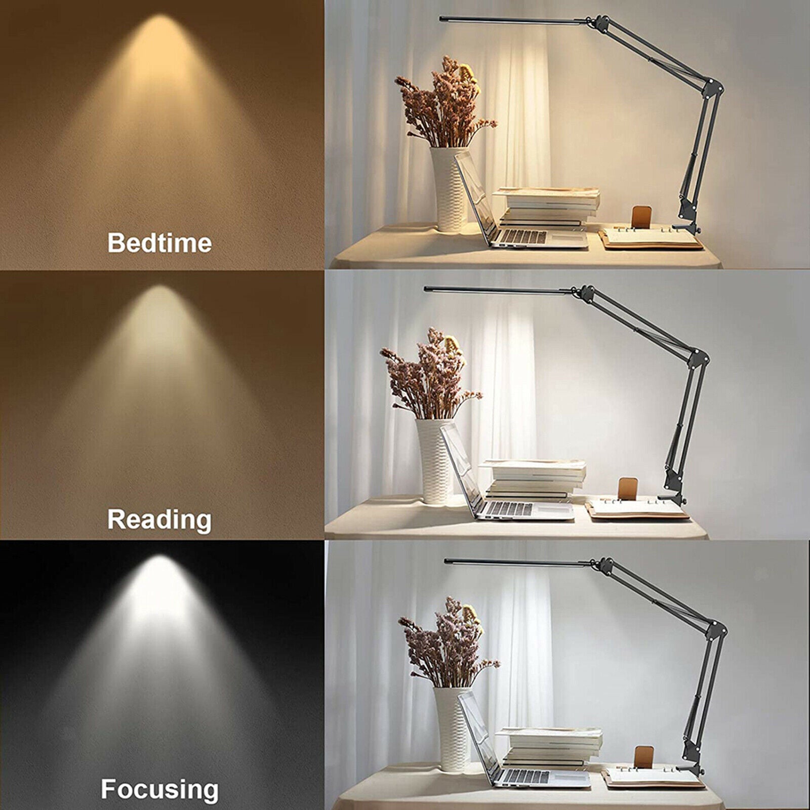 Folding Eye Protection LED Desk Lamp with Clamp Home Office Desk Light