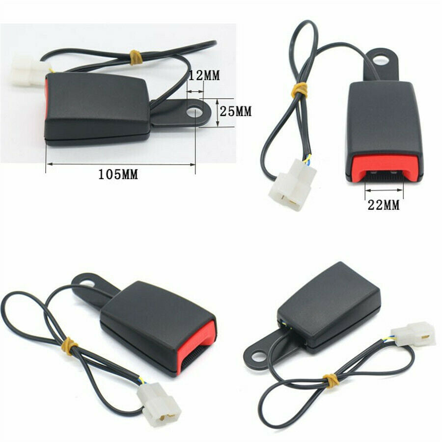 7/8" Car Truck Seat Belt Buckle Pad Socket Plug Connector W/ Warning Cable Set