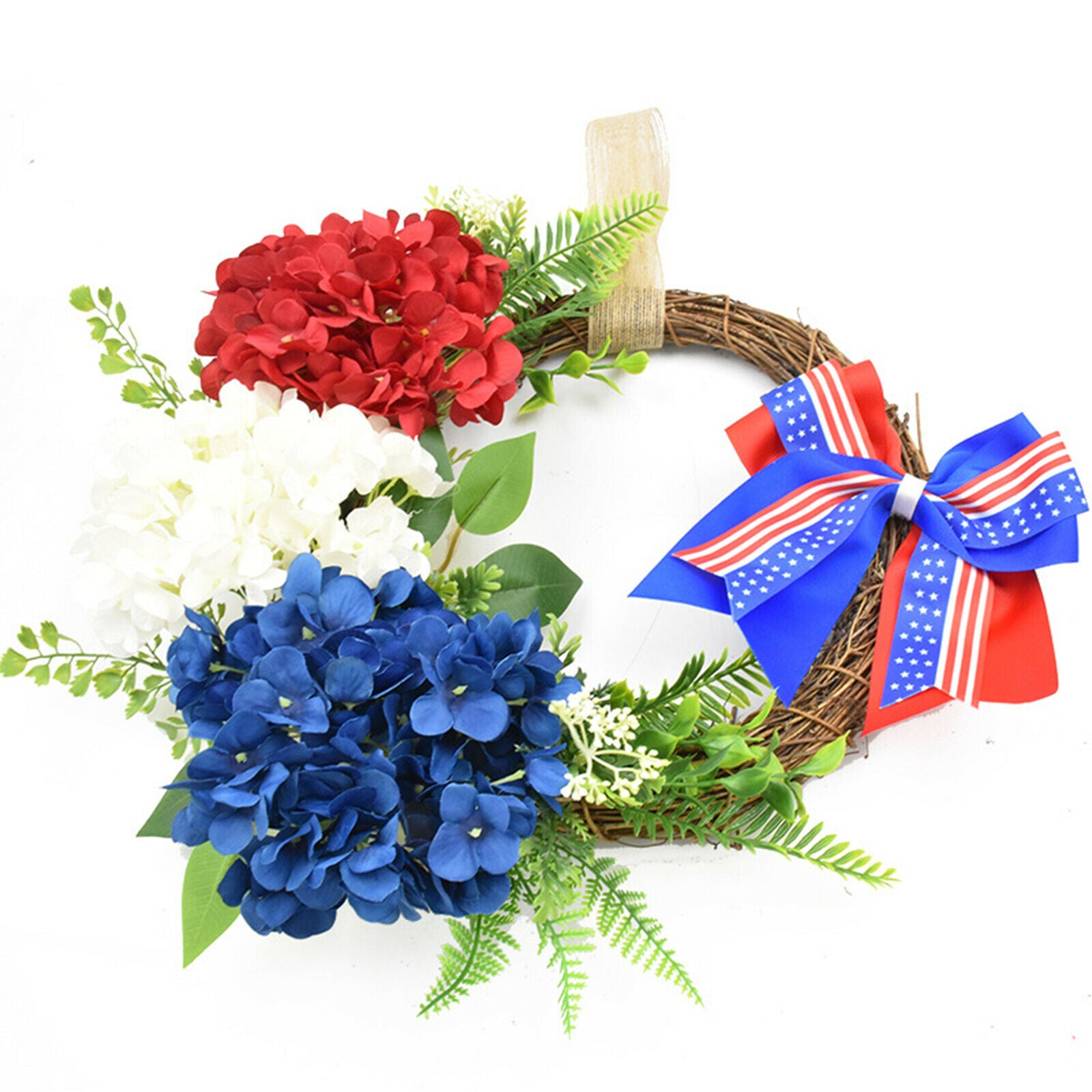 American Wreath Hydrangea Flower Garland Memorial Day Wall Hanging Ornament