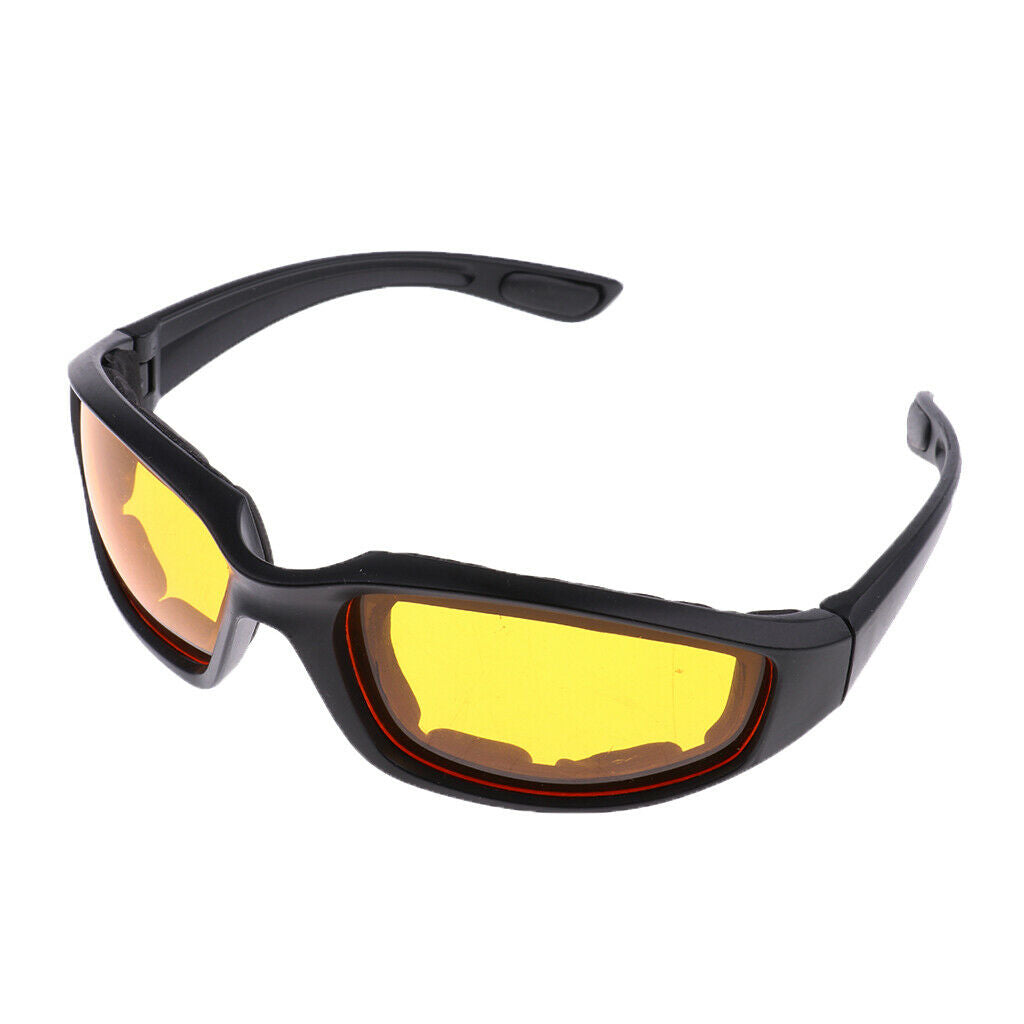 Padded Foam Wind Resistant Sunglasses Motorcycle Riding Glasses Yellow