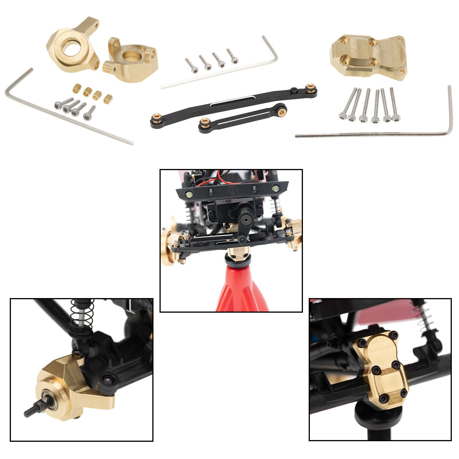 RC Steering Rod Tie Links + Steering Knuckles for Axial SCX24 AXI00001