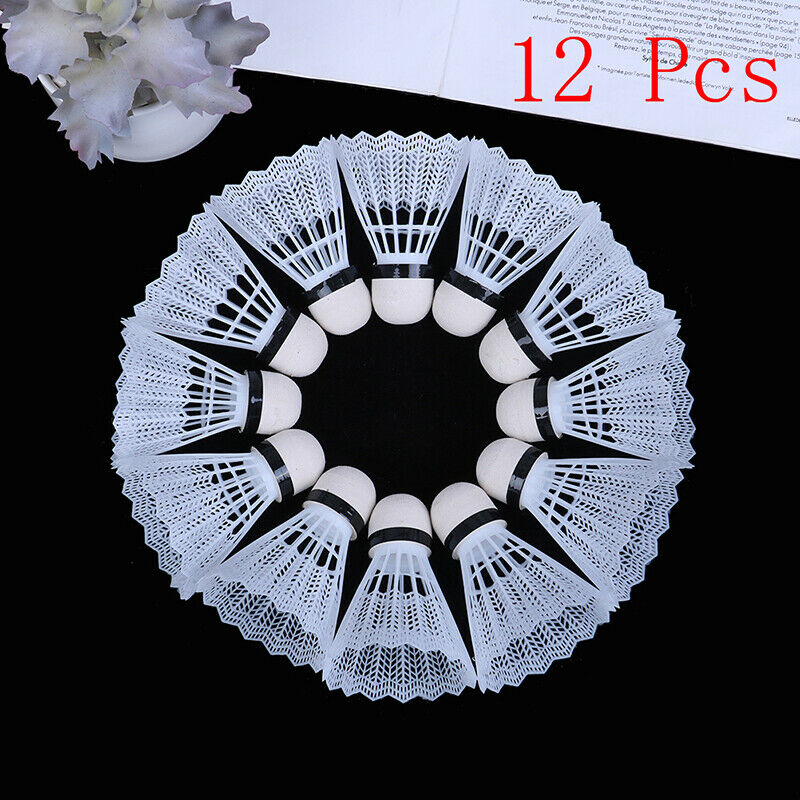 12 Pcs White Plastic Badminton Ball Shuttlecocks Sport Training Sport .l8