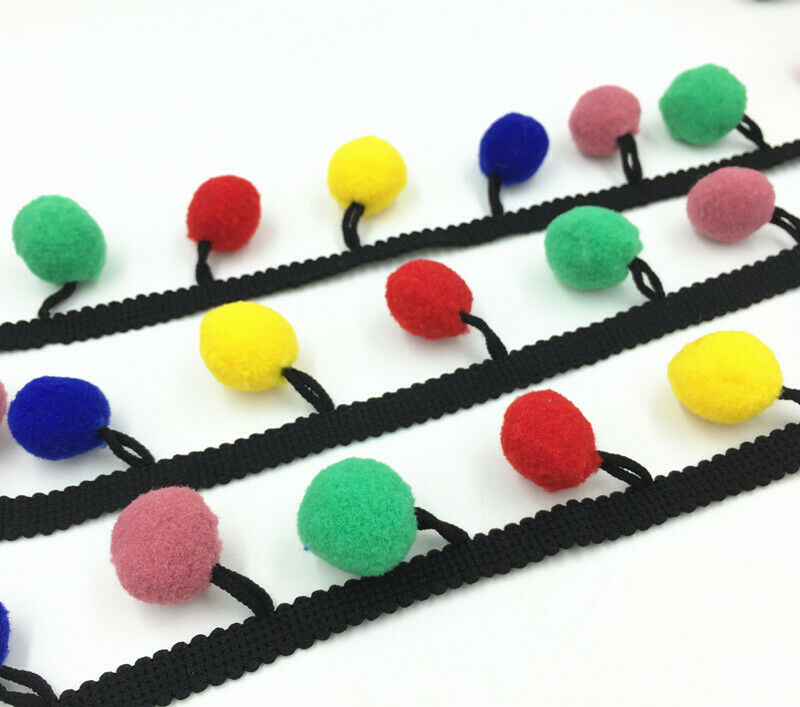3 yards Pom Pom Colorful Ball Fringe Braid lace Trim crafting sewing