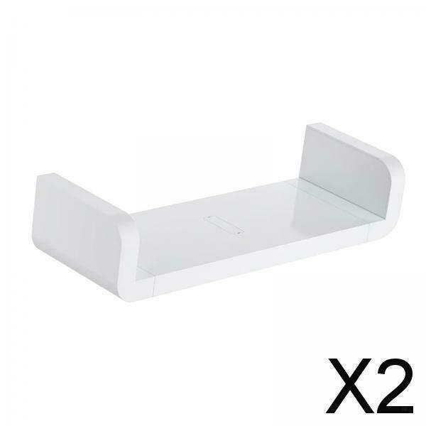 2X Floating Wall Shelves White U Shaped for Bathroom Display Organizer 32cm